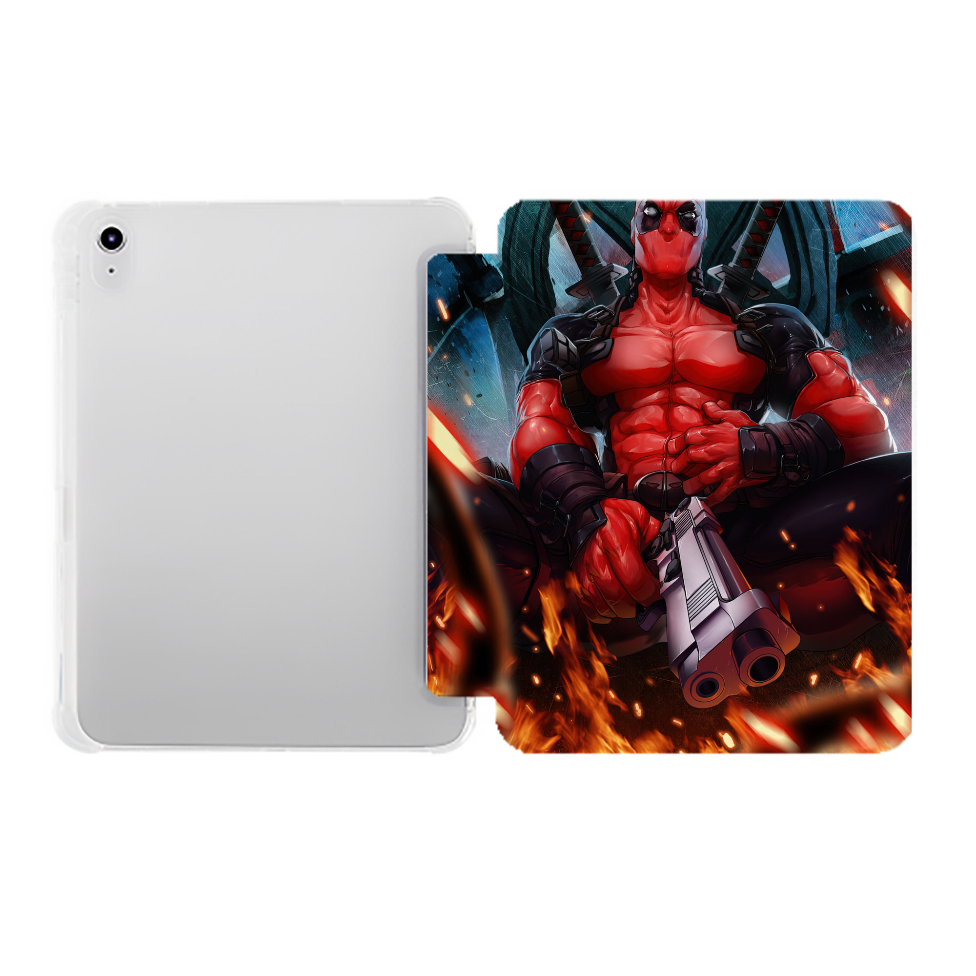 （画像用） Deadpool デッドプール IPad ケース ペン収納付き 三つ折りスタンド PUレザー×シリコン 対応機種9.5/10.5/10.9インチ